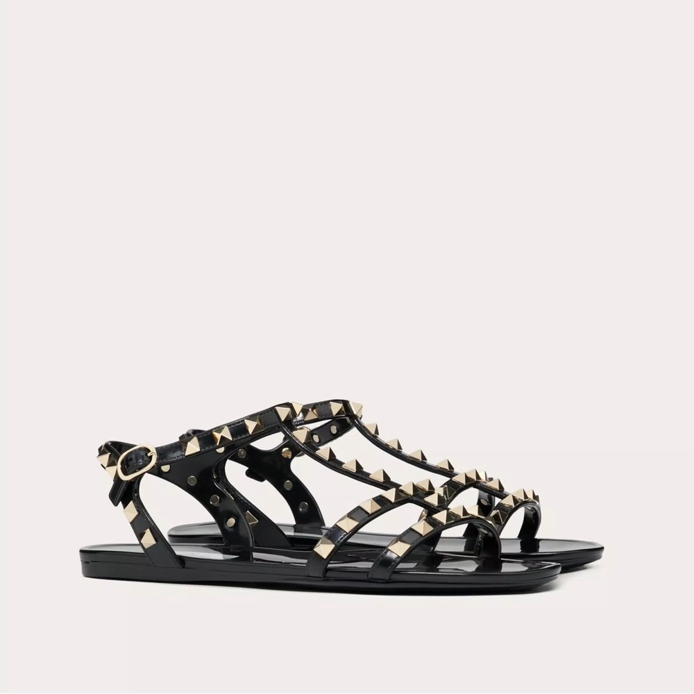 Valentino Rockstud Flat Rubber Sandal